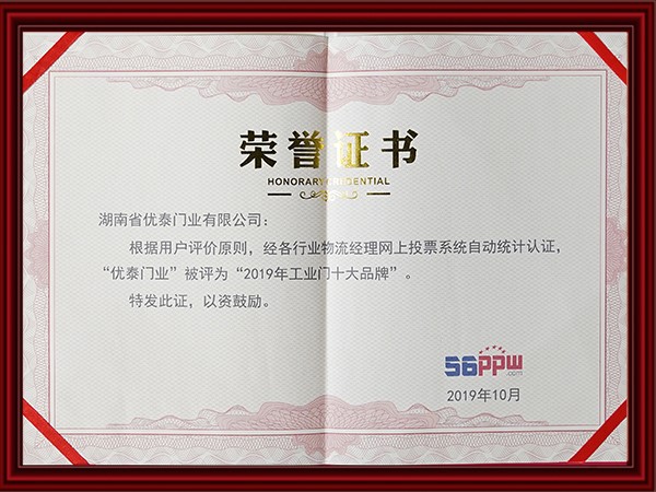2019年工（gōng）業門十大品（pǐn）牌